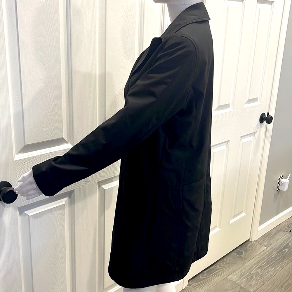 GAP Vintage Black Double Breasted Trench Waterproof Rain Pea Coat Jacket-Small - Picture 2 of 5